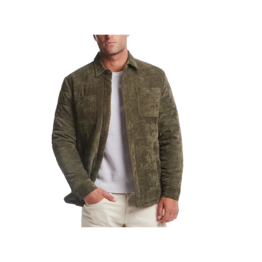 Weatherproof Vintage Men Corduroy Button-Front Quilted Jacket Olive Size XL